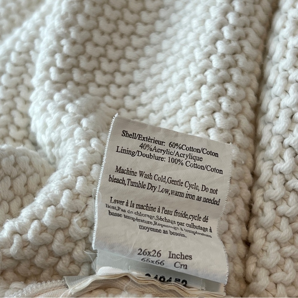 Pottery Barn Cream Needle Waffle Weave Pillow Covers (2) 26x26” - Picture 12 of 12